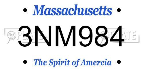 3NM984 Massachusetts License Plate