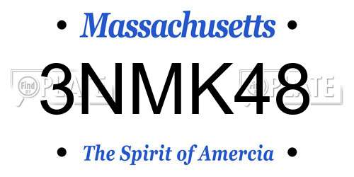 3NMK48 Massachusetts License Plate