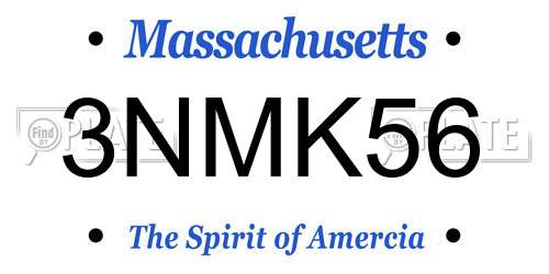 3NMK56 Massachusetts License Plate