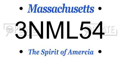 3NML54 Massachusetts License Plate