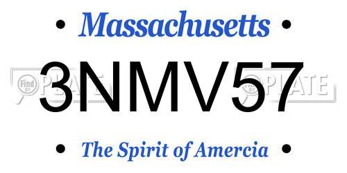 3NMV57 Massachusetts License Plate
