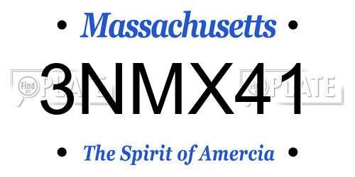 3NMX41 Massachusetts License Plate