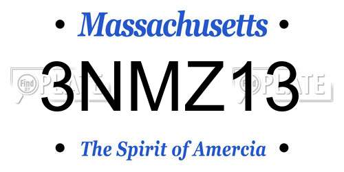 3NMZ13 Massachusetts License Plate
