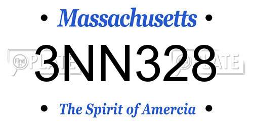 3NN328 Massachusetts License Plate