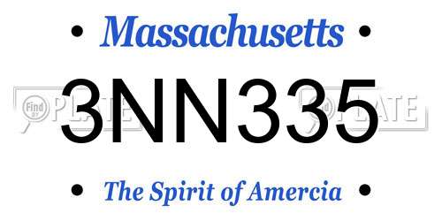 3NN335 Massachusetts License Plate