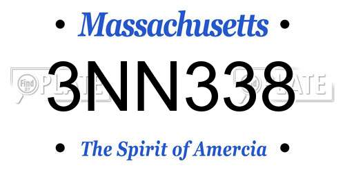 3NN338 Massachusetts License Plate