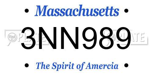 3NN989 Massachusetts License Plate