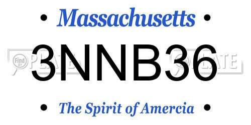 3NNB36 Massachusetts License Plate