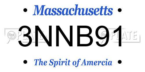 3NNB91 Massachusetts License Plate