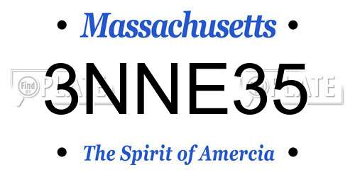 3NNE35 Massachusetts License Plate