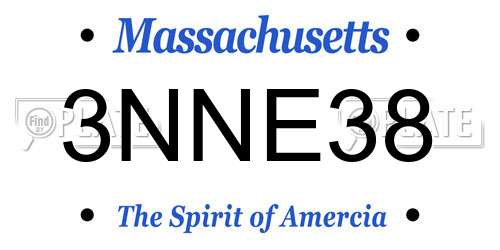3NNE38 Massachusetts License Plate
