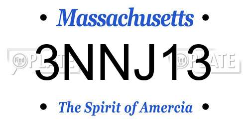 3NNJ13 Massachusetts License Plate