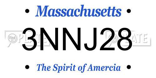 3NNJ28 Massachusetts License Plate