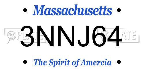 3NNJ64 Massachusetts License Plate