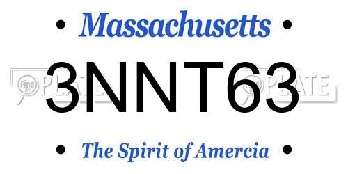 3NNT63 Massachusetts License Plate