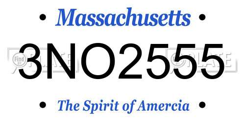 3NO2555 Massachusetts License Plate
