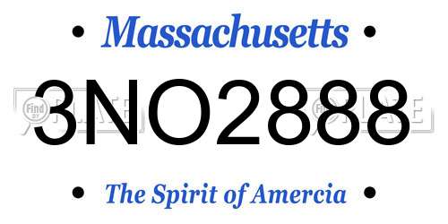 3NO2888 Massachusetts License Plate