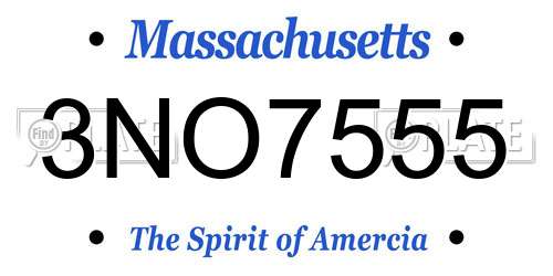 3NO7555 Massachusetts License Plate