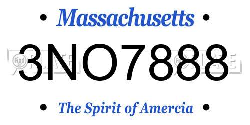 3NO7888 Massachusetts License Plate