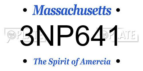 3NP641 Massachusetts License Plate