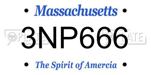 3NP666 Massachusetts License Plate
