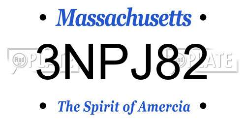 3NPJ82 Massachusetts License Plate