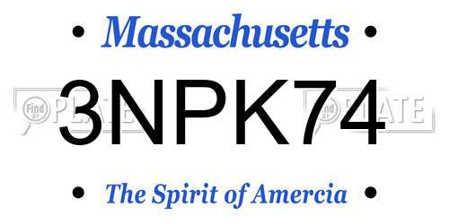 3NPK74 Massachusetts License Plate