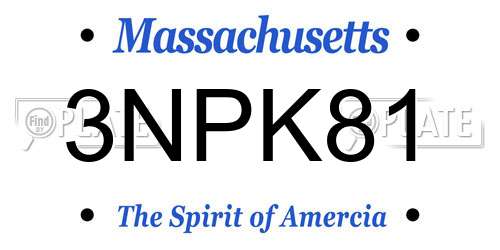 3NPK81 Massachusetts License Plate