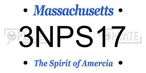 3NPS17 Massachusetts License Plate