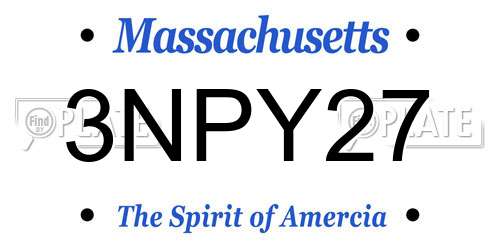 3NPY27 Massachusetts License Plate