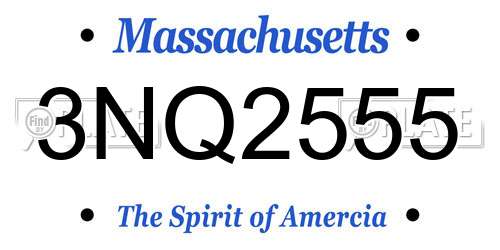 3NQ2555 Massachusetts License Plate
