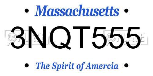3NQT555 Massachusetts License Plate