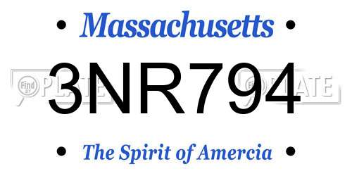 3NR794 Massachusetts License Plate