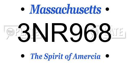 3NR968 Massachusetts License Plate