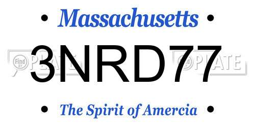 3NRD77 Massachusetts License Plate