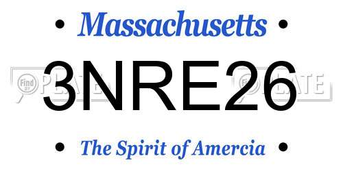 3NRE26 Massachusetts License Plate