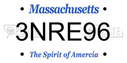 3NRE96 Massachusetts License Plate