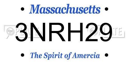 3NRH29 Massachusetts License Plate
