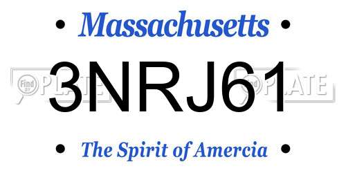 3NRJ61 Massachusetts License Plate