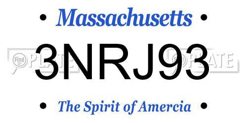 3NRJ93 Massachusetts License Plate