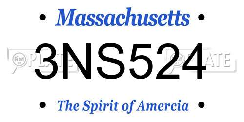 3NS524 Massachusetts License Plate