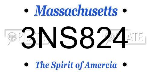 3NS824 Massachusetts License Plate