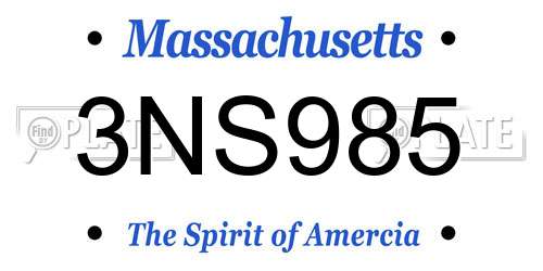 3NS985 Massachusetts License Plate