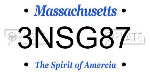 3NSG87 Massachusetts License Plate