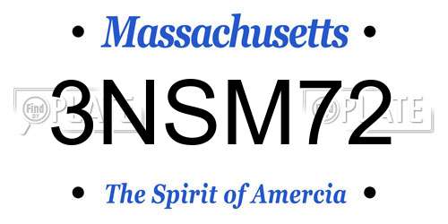 3NSM72 Massachusetts License Plate