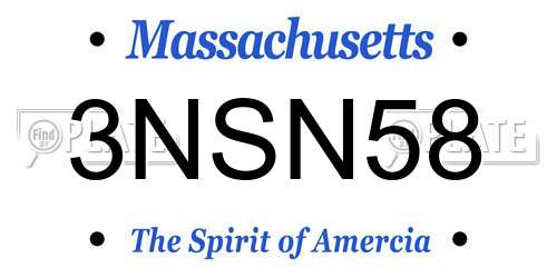 3NSN58 Massachusetts License Plate