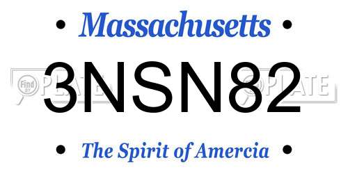 3NSN82 Massachusetts License Plate