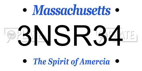 3NSR34 Massachusetts License Plate