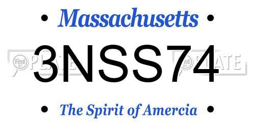 3NSS74 Massachusetts License Plate