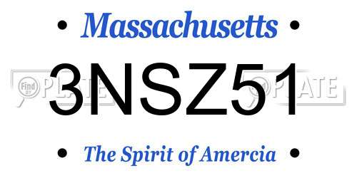 3NSZ51 Massachusetts License Plate